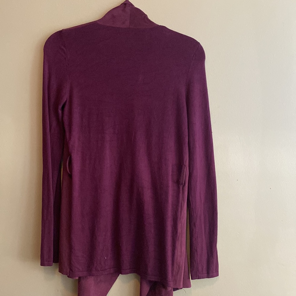 INC Waterfall Faux Suede front and Ribbed Back Open Cardigan - Picture 4 of 7